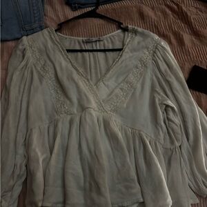 Hollister Cream Blouse with Lace Accents